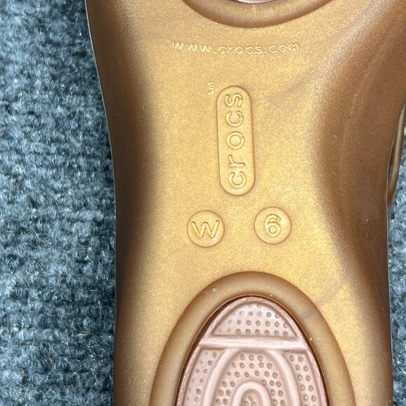 Crocs Isabella Sandals Womens Size 6 Brown Gold Jelly Mini Wedge Slide Flip Flop - Picture 10 of 10